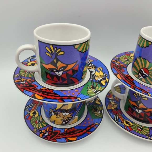 Sakura Verona 1993 Espresso Cup & Saucers Set by Sue Zipkin - Picture 4 of 10